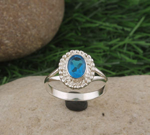 Natural <b>Turquoise</b> Sterling Silver Classic Bezel Setting Luxury Gemstone <b>Ring</b> for Women Wedding Anniversary Gift Fine Jewelry - Product Image 1