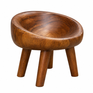 Sillón Lounge Nestra de Madera de Suar, Asiento Curvo Orgánico, Chaise Contemporánea para Hoteles de Lujo - Product Image 1