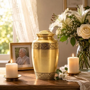 Urna de Metal Blanca con Diseño Floral de Iris Morado, Motivo de Hojas Verdes, Borde Dorado, Recuerdo Conmemorativo para Cenizas de Cremación - Product Image 6