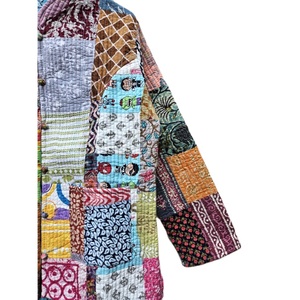 Veste réversible en coton imprimé vintage faite à la main, patchwork matelassé, écologique, style bohème, vêtements d'extérieur pour femmes, hiver - Product Image 3