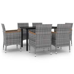 Juego de Comedor para Jardín Negro con Mesa y Sillas Grises Complementadas con Cojines Gris Oscuro - Product Image 2