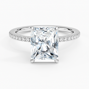 Anillo BOJ 041 con Corte Radiante, Plata 925, Media Cobertura de Diamantes, 2ct, Color D, VVS1, Moissanita, Certificado GRA, Precio Bajo - Product Image 1