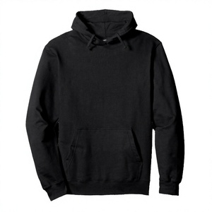 Sudadera con Capucha Negra para Hombre, Corte Regular, Algodón French Terry, Informal, con Bolsillo Delantero, para Otoño - Product Image 3
