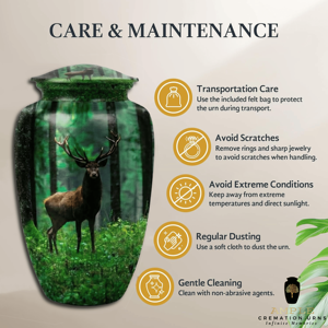โกศบรรจุอัฐิสำหรับผู้ใหญ่ ดีไซน์ป่ากวาง สไตล์อเมริกัน เป็นมิตรกับสิ่งแวดล้อม ทำจากอะลูมิเนียม สำหรับเก็บเถ้ากระดูก ลายสัตว์ป่า โกศที่ระลึก - Product Image 5