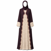 Abaya bicolore |   Robe longue pour femmes musulmanes, brodée à la main avec des perles de pierre, tenue islamique élégante, style royal