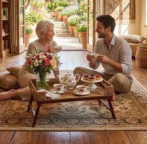 Bandeja de Servicio de Mimbre Hecha a Mano con Patas Plegables de Madera, Mesa Rectangular de Mimbre con Asas Integradas, Hecha en Vietnam - Product Image 5