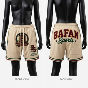 Shorts de basket-ball en coton French Terry 320 g/m² beige, vert, bordeaux, logo personnalisé, streetwear, shorts de basket-ball professionnels pour femmes - Product Image 1