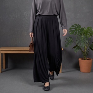 Culottes amples taille haute décontractées d'été en tissu élastique pour adultes grandes tailles - Product Image 5