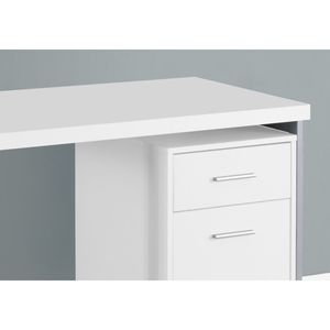 Scrivania per Computer Contemporanea 48'' in Laminato Bianco e Metallo Grigio per Ufficio Domestico, Configurabile Destra/Sinistra con Cassetti Portaoggetti - Product Image 3