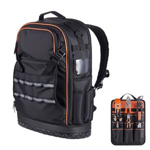 Bolsa de Trabajo Resistente para Electricistas, Mochila para Herramientas con 65 Bolsillos, Base Moldeada y Compartimento para Portátil - Product Image 1