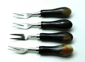 Ensemble de fourchettes en acier inoxydable éco-responsables avec manche en corne pour mariage, événement, restaurant, cadeau, accessoires de cuisine vintage - Product Image 5