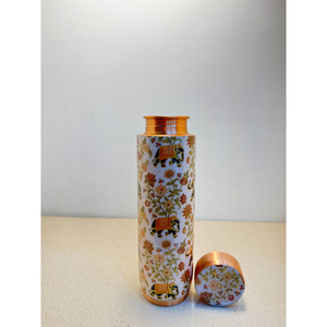 Bouteille d'eau en cuivre pur avec imprimé floral design, anti-fuite, sans joint, récipient ayurvédique pour stimuler l'immunité et le bien-être quotidien - Product Image 4