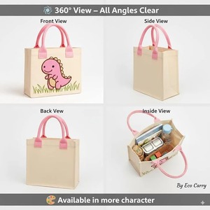 Bolsa de lona con diseño único para niños, bolsa de lona con diseño de animales adorables para niños y niñas, bolsa de regalo para actividades escolares, disponible para la venta. - Product Image 3
