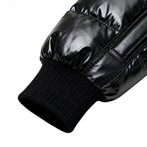 Veste matelassée imperméable respirante et isolante pour enfants unisexe en polyester noir brillant, avec capuche amovible, OEM ODM, hiver - Product Image 4