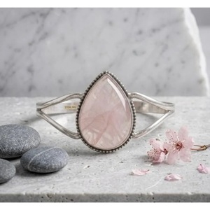 Handcrafted Rose Quartz Beaded <b>Bracelet</b> Natural Crystal Gemstone Love Bangle Wholesale in India for Gifts - Product Image 4