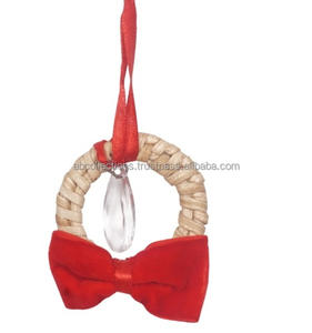 Cuentas yute adorno colgante de Navidad ecológico hecho a mano decoración de pared rústica sostenible 8x7cm estilo personalizable - Product Image 1