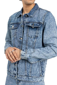 Men's Stonewashed Denim Jacket Button Fly Closure Casual Style Loose Fit 100% Cotton Woven Fabric Winter Windproof Eco-Friendly - Product Image 3