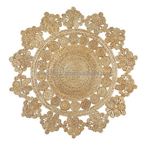 Eco-Friendly <b>Large</b> round Designer Carpet Braided Jute Rug for Home Decor Travel Prayer <b>Mat</b> Collection-Woven Technique - Product Image 2