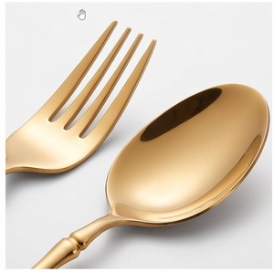 Ensemble de couverts modernes dorés avec finition miroir, couteau, fourchette, cuillère, compatibles lave-vaisselle, ustensiles de table pour mariage - Product Image 3