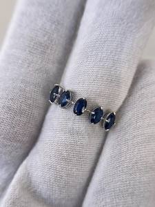 แหวนไพลินสีน้ำเงินวินเทจห้าเม็ด แหวนหมั้น แหวนแต่งงานสำหรับผู้หญิง เครื่องประดับ - Product Image 6