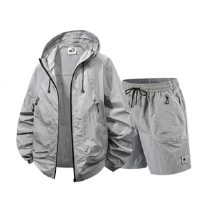 Quick Dry Wind Proof Lightweight Polyester/Nylon Unisex Sports Hoodie with Custom Logo Tracksuit set for Men Wholesale Price - Product Image 2