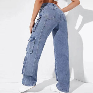 Custom Washed <b>Baggy</b> <b>Jeans</b> for <b>Women</b> Plus Size Oversized Hip Hop Streetwear Wide Leg Denim Pants - Product Image 4