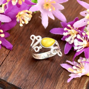 Bague spirale artisanale en argent sterling 925 avec pierre précieuse turquoise Dahlia, style bohème, bijou raffiné pour femme - Product Image 5