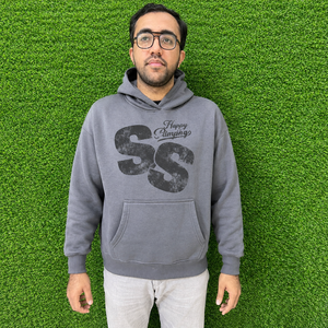 Sudadera con Capucha Gris para Hombre, Sudadera Informal con Estampado de Letras y Bolsillo Tipo Canguro, Corte Regular - Product Image 1