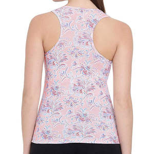 เสื้อกล้ามถักลายเพสลีย์สีชมพูสำหรับผู้หญิง คอกลม ลำลอง ระบายอากาศได้ดี ความยาวปกติ - Product Image 5