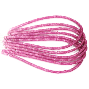 Perles plates en quartz couleur rose rubis, perles intercalaires en pierre gemme Heishi rose, brin de quartz lisse pour bracelet, collier, bijoux - Product Image 2