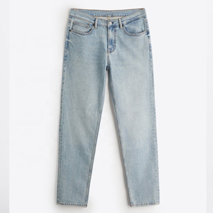 Men's Straight Leg Light Blue Denim Jeans Mid Waist Loose Fit Sand Wash Cotton Casual Streetwear Winter Pants Autumn Style - Product Image 2