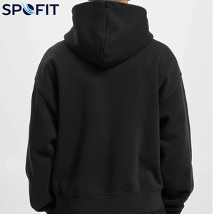 เสื้อฮู้ดซิปโอเวอร์ไซส์ปักโลโก้ตามสั่งสำหรับผู้ชาย เสื้อฮู้ดทรงหลวมแบบซิปเต็มตัว ไหล่ตก ผ้าฝ้ายฟลีซหนานุ่ม สไตล์สตรีทแวร์ - Product Image 3
