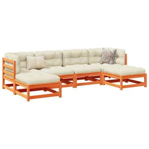 Conjunto de Sofás Modulares Grandes para Exteriores en Madera de Pino Sólido Color Marrón Encerado para Jardín, Producto de Alta Calidad - Product Image 1