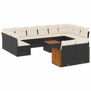 Ensemble de canapés de jardin en rotin PE noir, grand ensemble pour 8 personnes - Product Image 2