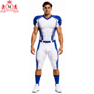 Uniforme de football américain moderne pour hommes, blanc et bleu, imprimé par sublimation, respirant, en polyester, coupe athlétique pour adultes - Product Image 3