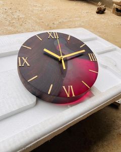 Large Handmade Epoxy Resin Wood Wall <b>Clock</b> Modern Luxury River Table Design Silent Quartz <b>Movement</b> Home Decor Custom Wooden - Product Image 4