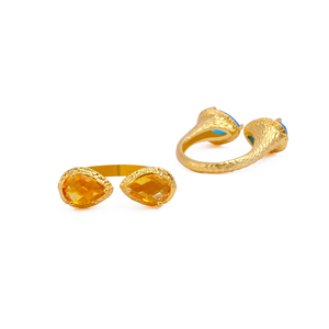 Natural Citrine Pear Cut Gemstone <b>Ring</b> 18k Gold Plated <b>Statement</b> <b>Ring</b> for Women V - Product Image 6