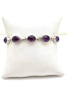 Sterling Silver Oval Cut Amethyst Adjustable Bracelet Elegant Gemstone Jewelry Women Gift Wholesale Supplier - Product Image 5