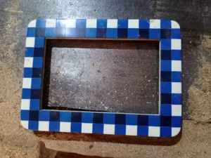 Handmade Blue <b>White</b> Checkered Bone Inlay Photo <b>Frame</b> Decorative Tabletop Picture <b>Frame</b> for Home Decor - Product Image 1