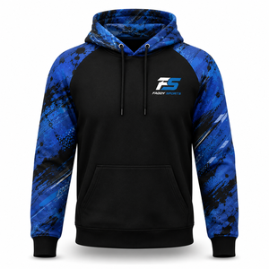 Sweat-shirt de sport personnalisé pour homme, imprimé par sublimation, pull-over respirant pour l'entraînement en salle de sport, vêtements de sport bleu noir streetwear - Product Image 1