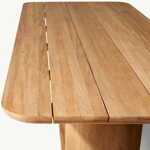 Meubles en promotion, style moderne, table rectangulaire en teck, adaptée à une utilisation en extérieur, résistante à la pourriture. - Product Image 4