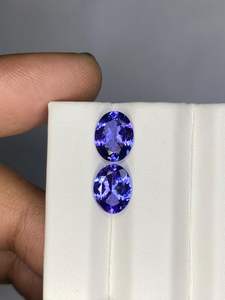 คู่พลอยแทนซาไนต์สีน้ำเงิน 3.60 กะรัต รูปไข่เจียระไนแบบเหลี่ยม ขนาด 7x9 มม. พลอยธรรมชาติสำหรับทำเครื่องประดับ - Product Image 3