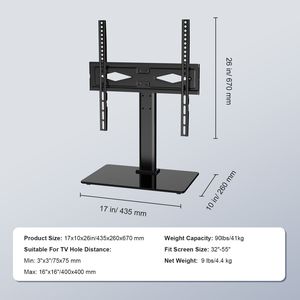 Supporto TV Universale Girevole per TV da 32-55 Pollici, Altezza Regolabile, Supporto da Pavimento Portatile con Piano in Vetro Temperato - Product Image 6