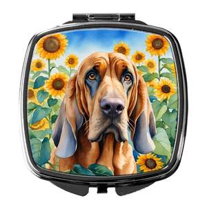 Bloodhound Tournesols Miroir de maquillage de voyage compact Miroir décoratif de poche pliant pour femmes et filles Cadeau - Product Image 1