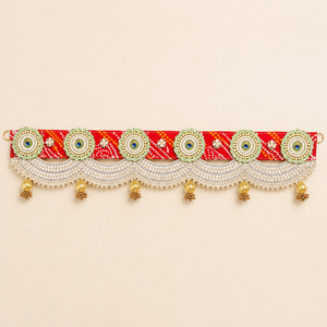 Bandhanwar de Perlas Rojas Hecho a Mano, Colgante para Puerta, Encaje Latkan, Decoración Festiva para el Hogar, Bodas y Diwali - Product Image 6