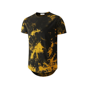 Camiseta de Manga Corta con Cuello Redondo y Estampado Tie-Dye para Hombre, Estilo Casual Holgado, Tejido de Punto, 100% Algodón, Transpirable - Product Image 1