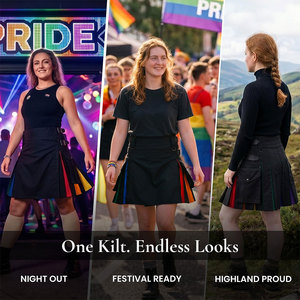 Kilt écossais moderne plissé arc-en-ciel pour hommes et femmes, kilt hybride avec poches, traditionnel fait main - Product Image 2
