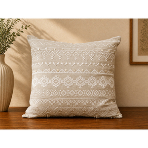 Luxury 100% Linen Embroidered <b>Cushion</b> <b>Cover</b> with Scalloped Edge | Premium Decorative Throw Pillow <b>Cover</b> - Product Image 2