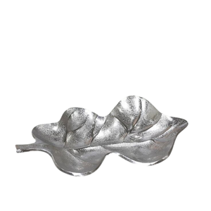 Bandeja de Servir Decorativa de Metal Plateado con Hojas de Roble, Plato Botánico para Alimentos, Bandejas de Almacenamiento para Mesa de Comedor, Sala de Estar o Bar - Product Image 5