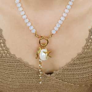 สร้อยคอลูกปัดหลากเสน่ห์ไข่มุกน้ำจืดผีเสื้อวินเทจชุบทอง925เงินสเตอร์ลิง - Product Image 2